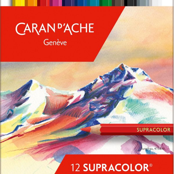 CARAN D'ACHE Farbstifte Supracolor 3,8mm 3888.312 ass. in Metallsch. 12 Stück