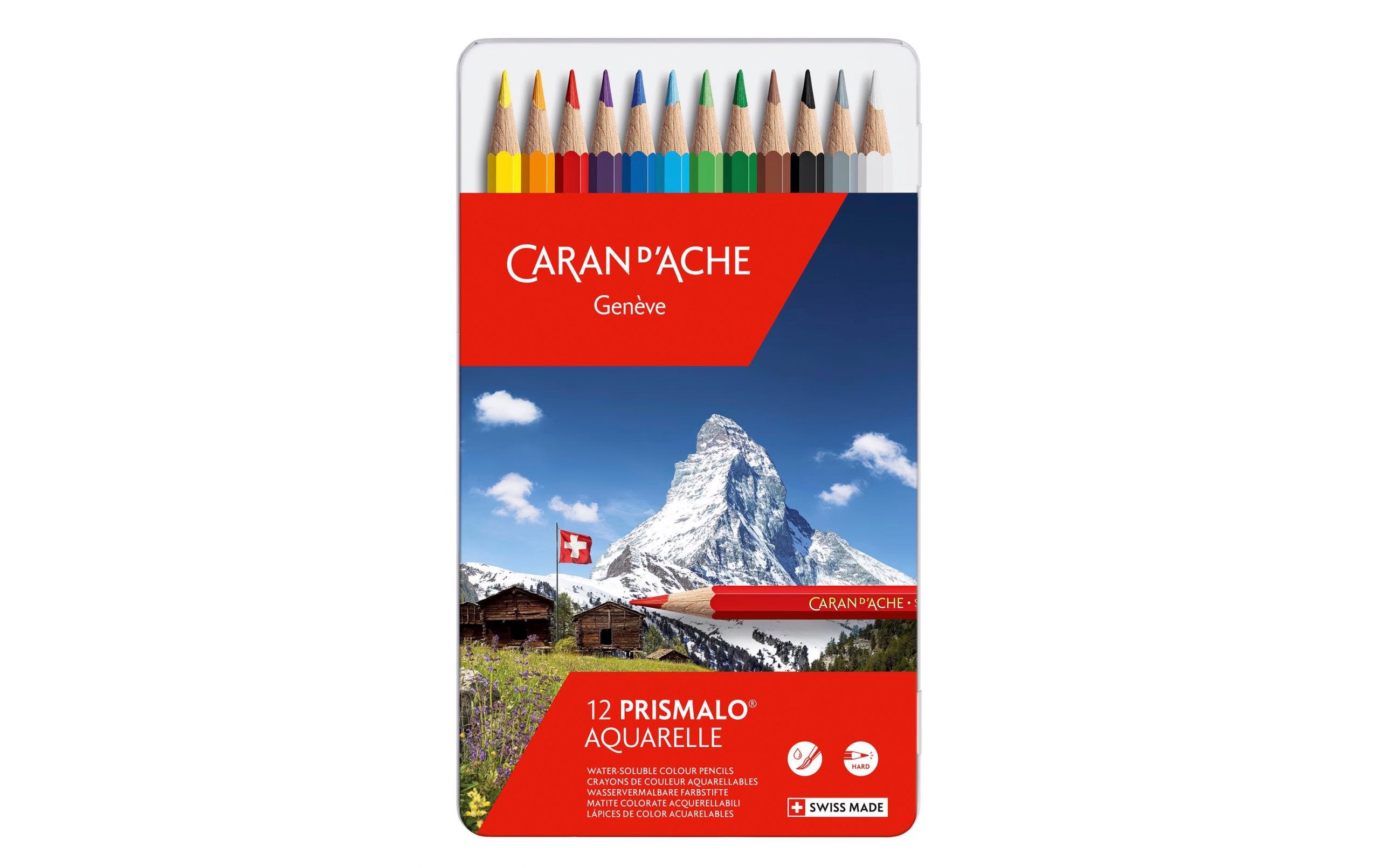 CARAN-DACHE-999.312-7610186013126 CARAN D'ACHE Farbstifte Prismalo 3mm 999.312 ass. in Metallsch. 12 Stück – Hochwertig & günstig bei ShopDeca