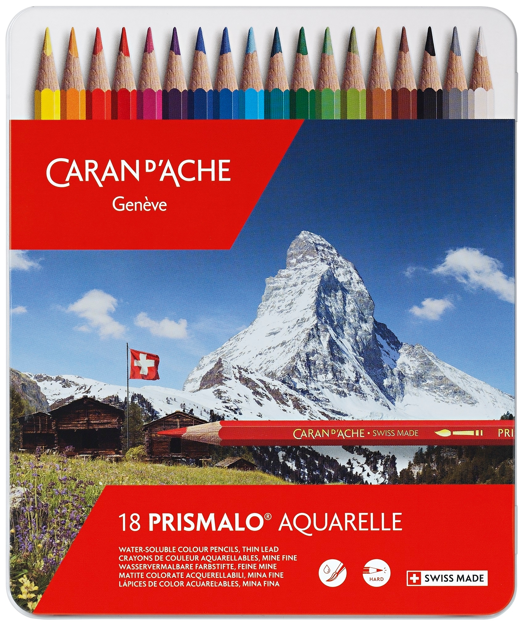 CARAN-DACHE-999.318-7610186013188 CARAN D'ACHE Farbstifte Prismalo 3mm 999.318 ass. in Metallsch. 18 Stück – Hochwertig & günstig bei ShopDeca