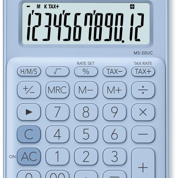 CASIO Mini Taschenrechner MS-20UC-LB-S 12-stellig hellblau