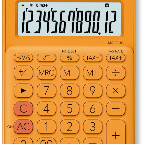 CASIO Mini Taschenrechner MS-20UC-RG-S 12-stellig orange
