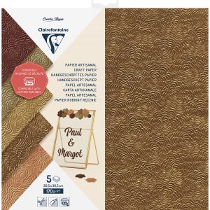 CLAIREFONTAINE Schneidepapier 30.5x30.5cm 95738C handgeschöpft, 170g 5 Blatt