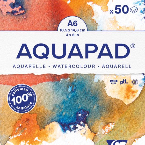 CLAIREFONTAINE Aquarell Zeichenblock A6 975620C naturweiss, MF, 300g 50 Blatt