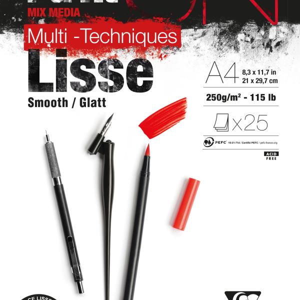 CLAIREFONTAINE Zeichenpapier Paint'On A4 975729C weiss, 250g 25 Blatt