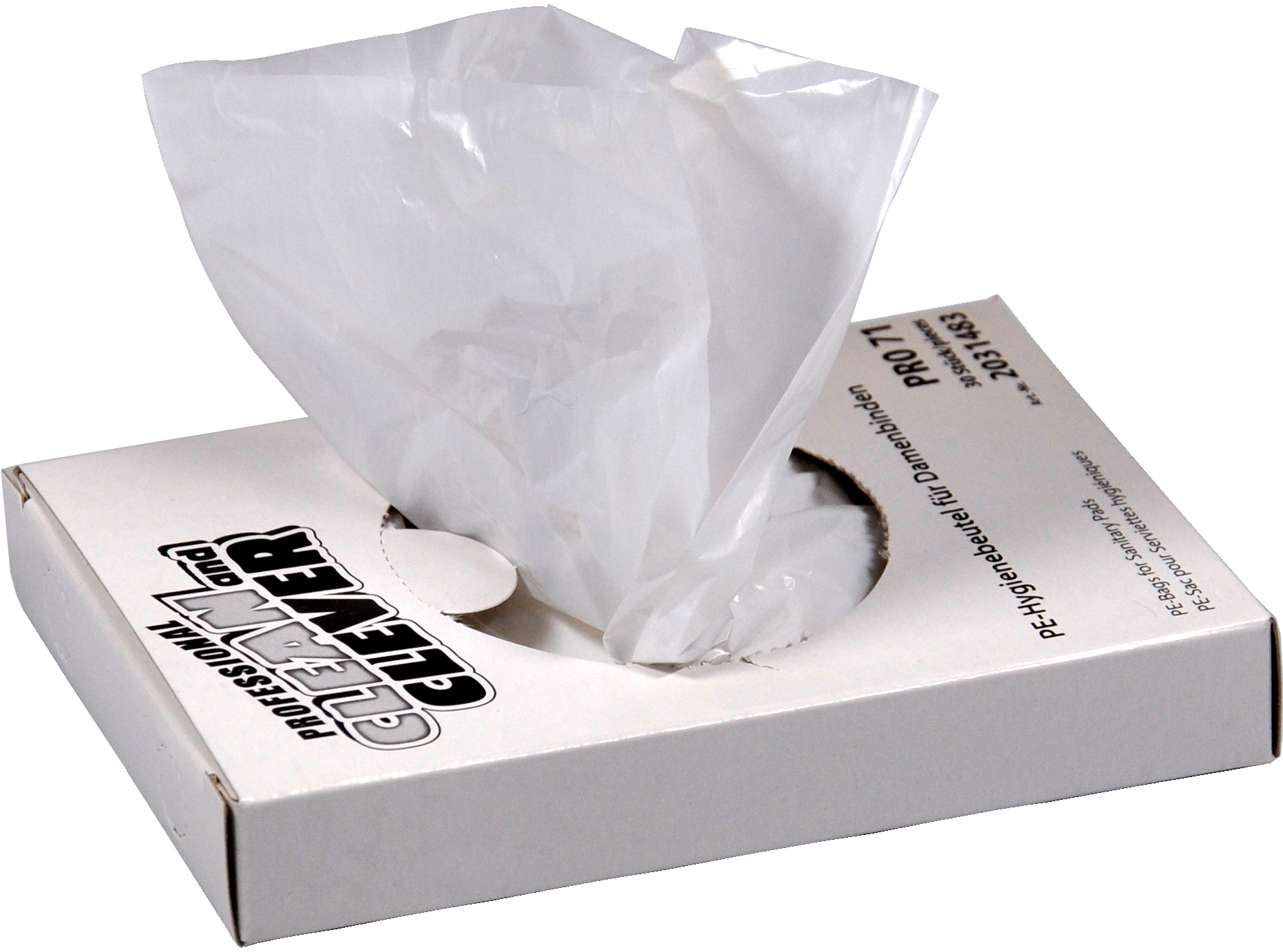 CLEAN-AND-CLEVER-6045.1-4024009001239 CLEAN AND CLEVER Hygienebeutel 7.2x23cm 6045.1 PRO71 weiss Prestige 25x30 Stk – Hochwertig & günstig bei ShopDeca