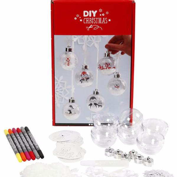 CREATIV COMPANY Bastelset Deko Kugeln 813425 transparent, Set für 6 Stück