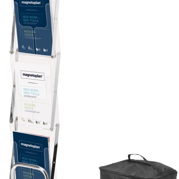 DEFLECTO Prospektständer klappbar A4 36200 silber Aluminiumrahmen