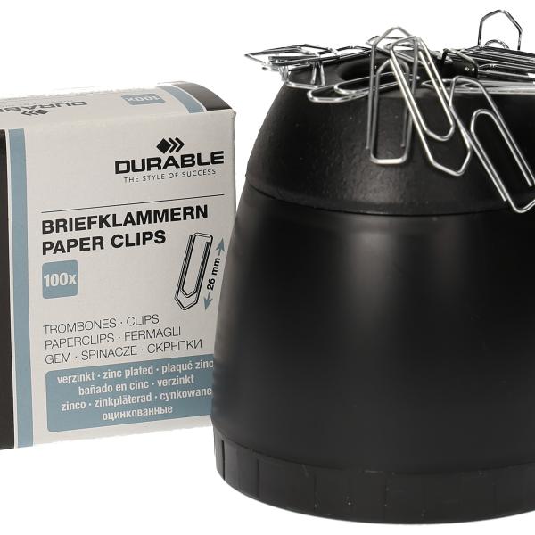 DURABLE Büroklammernspender 24mm 1709051060 schwarz, Magnetrand,100 Stück