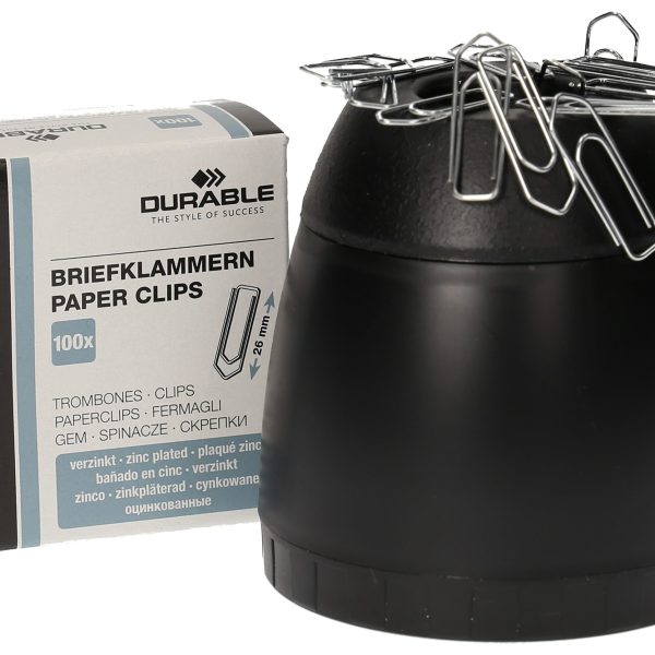 DURABLE Büroklammernspender 24mm 1709051060 schwarz, Magnetrand,100 Stück