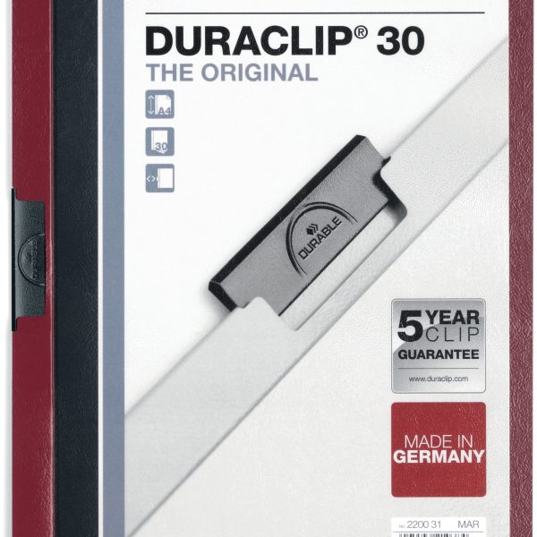 DURABLE Klemmhefter DURACLIP 30 220031 für 30 Blatt A4 dunkelrot