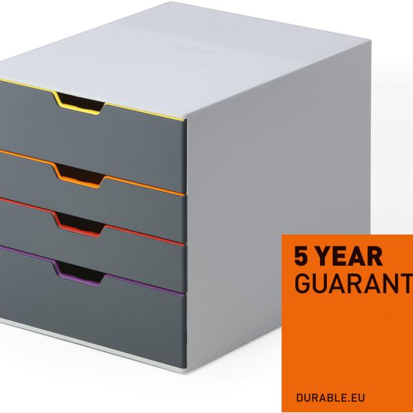 DURABLE Schubladenbox Varicolor 4 760427 grau/bunt 4 Fächer