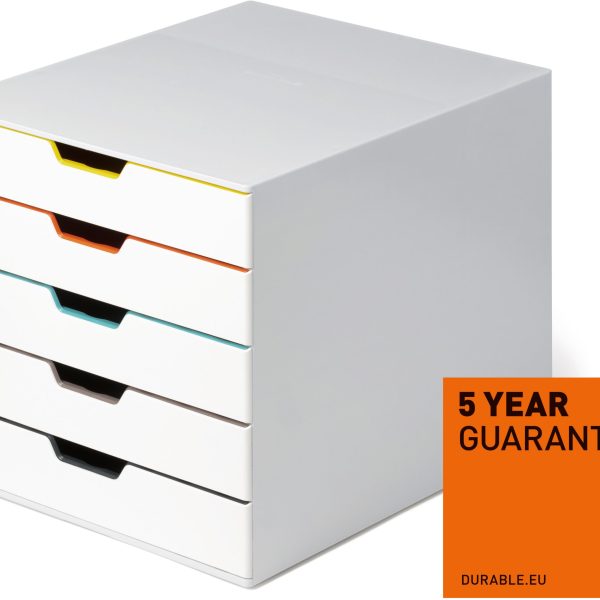 DURABLE Schubladenbox Varicolor 5 762527 weiss/bunt 5 Fächer