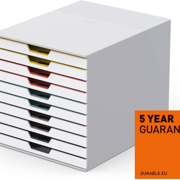 DURABLE Schubladenbox Varicolor 10 763027 weiss/bunt 10 Fächer