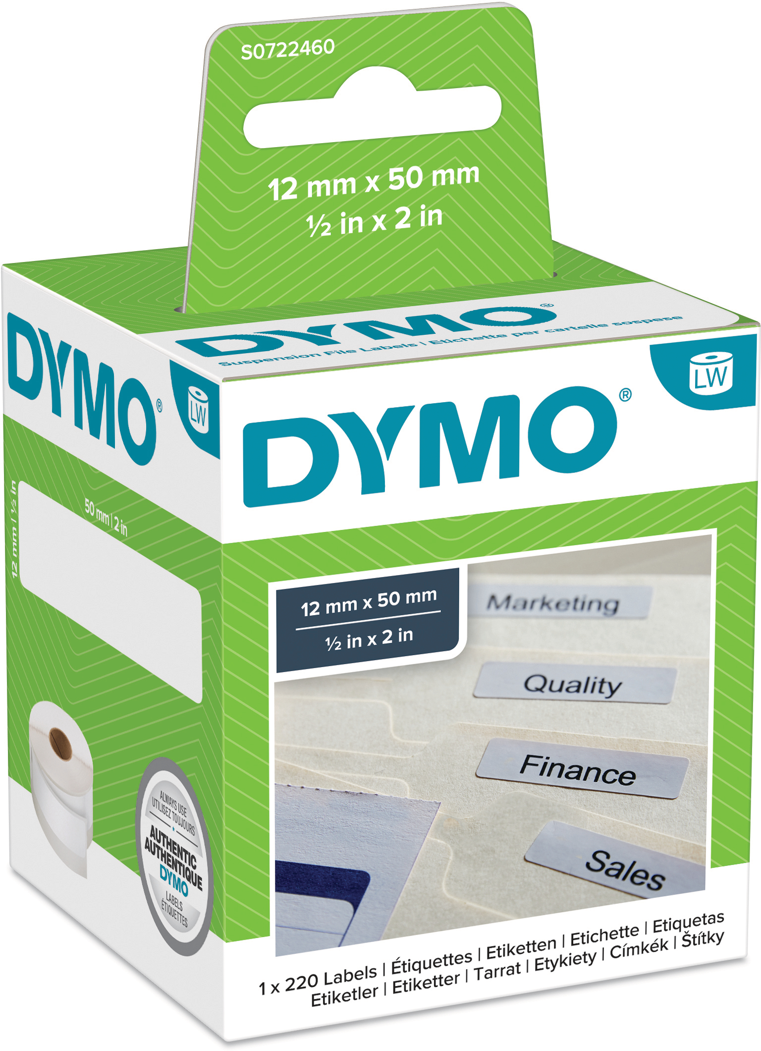 DYMO-S0722460-5411313990172 DYMO Etiketten für Hängeablage S0722460 perm.50x12mm 220 Stück – Hochwertig & günstig bei ShopDeca
