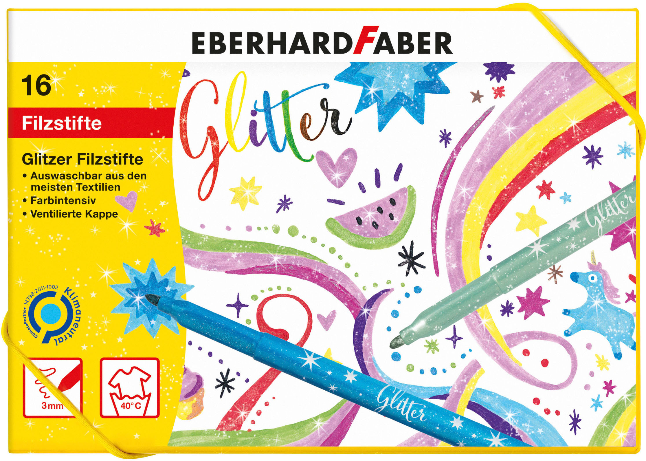 551016_Glitter felt-tip pen cardboard box of 16 EBERHARD FABER Filzstifte Glitzer 551016 16er Geschenkkarton – Hochwertig & günstig bei ShopDeca