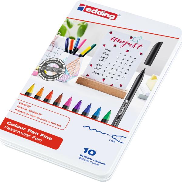 EDDING Faserschreiber 1200 Met. 1mm 1200-E10 10 Stück ass. Etui