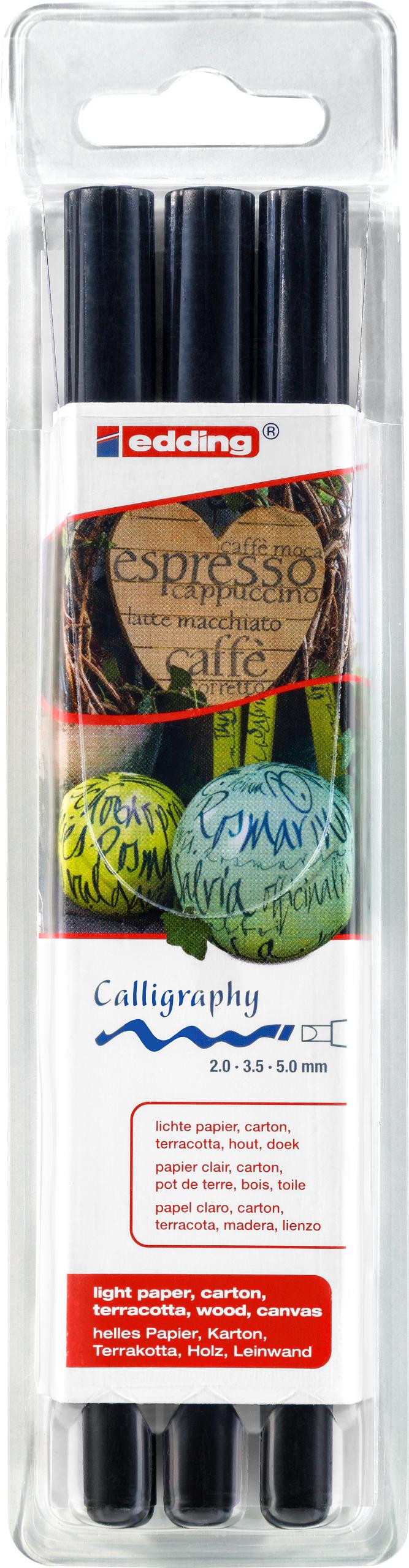 EDDING-1255-1-E3-4004764926602 EDDING Calligraphy 1255 Set 2-5mm 1255-1-E3 schwarz 3 Stück – Hochwertig & günstig bei ShopDeca