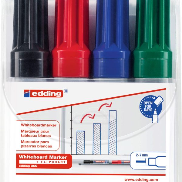 EDDING Whiteboard Marker 365 2-7mm 365-E4 schwarz,rot,blau,grün 4 Stk.
