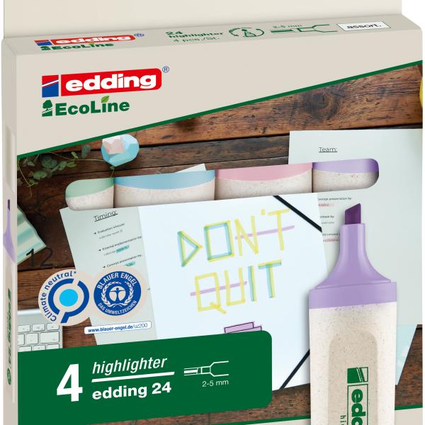 EDDING Textmarker EcoLine 24 2-5mm 4-24-4-1000 pastell 4 Stück