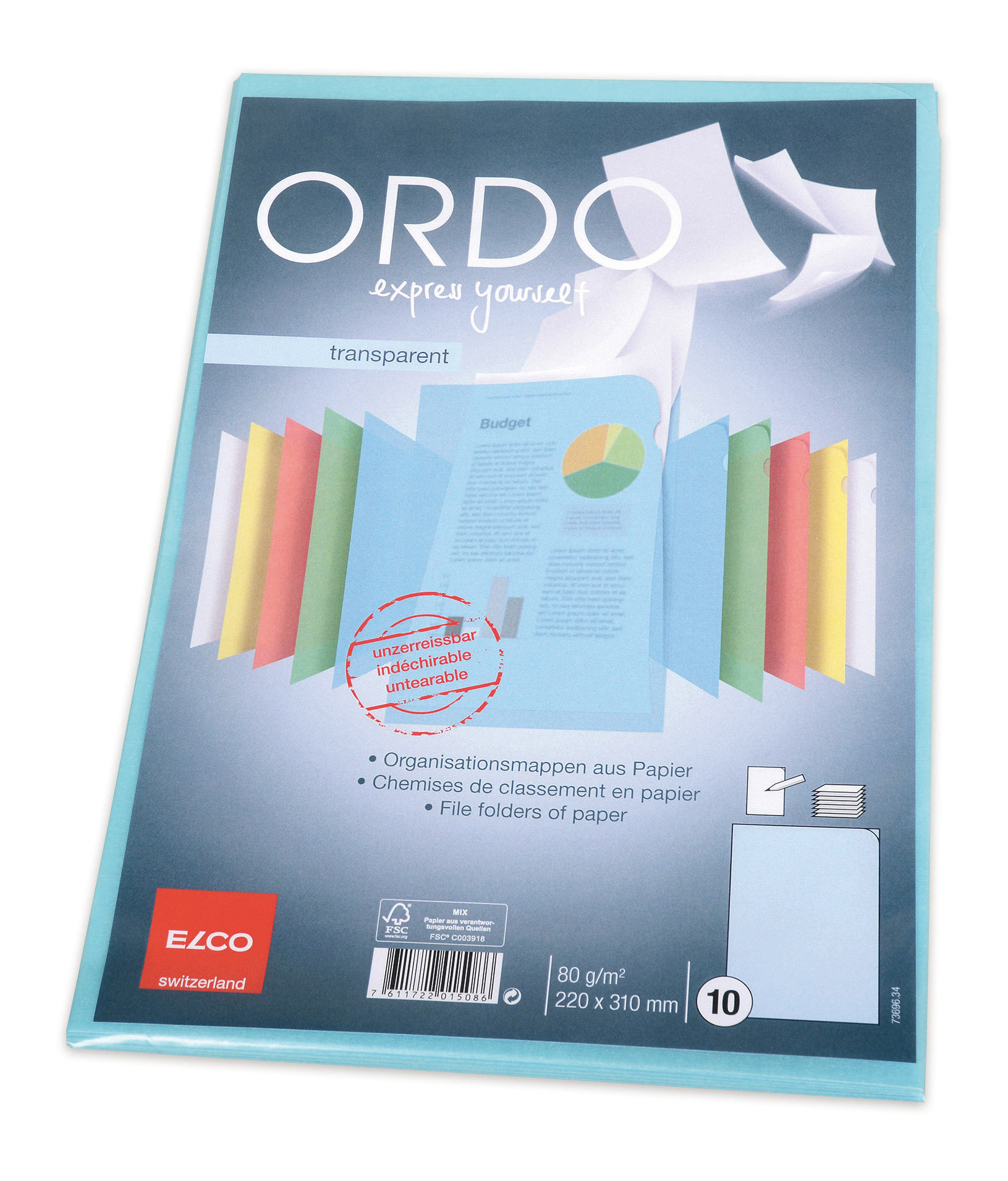 ELCO-73696.34-7611722015086 ELCO Sichtmappe Ordo A4 73696.34 transparent, blau 10 Stück – Hochwertig & günstig bei ShopDeca