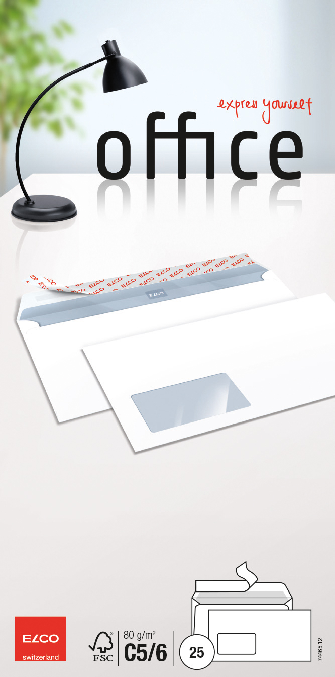 74465.12_ELCO_OFFICE_C5-6.indd ELCO Couvert Office m/Fenster C5/6 74465.12 80g, weiss 25 Stück – Hochwertig & günstig bei ShopDeca