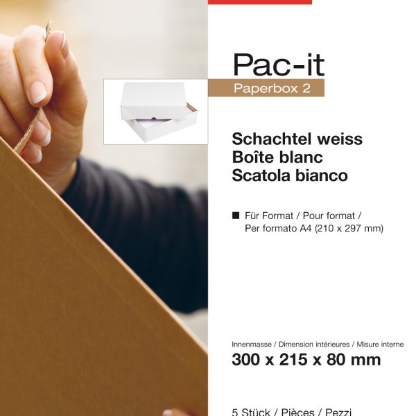 ELCO Paperbox Pac-it 300x215x80mm 74566.12 weiss 5 Stück