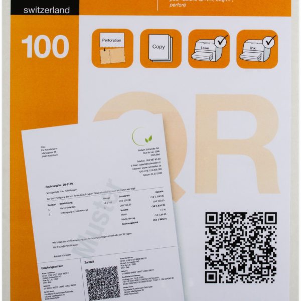 ELCO Einz.schein QR-Rech. A4 74588.29 90g, perforiert,100 Stück