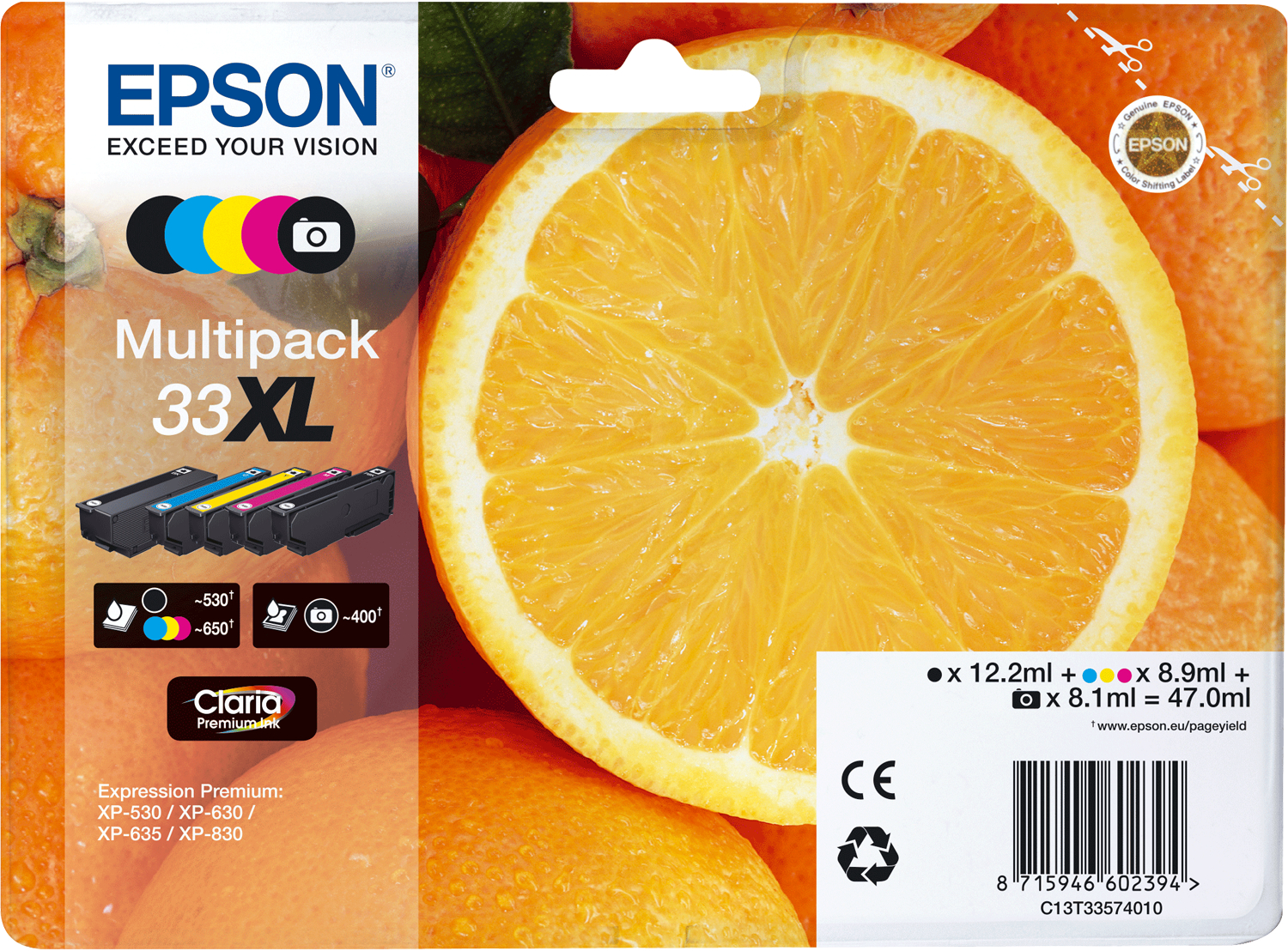 EPSON-T335740-8715946645292 EPSON Multipack Tinte 33XL CMYBKPBK T335740 XP-530/630/830 5-color – Hochwertig & günstig bei ShopDeca