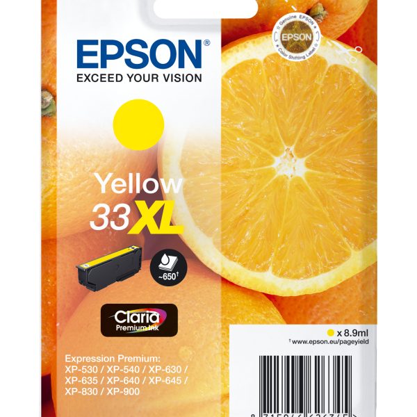 EPSON Tintenpatrone 33XL yellow T336440 XP-530/630/830 650 Seiten