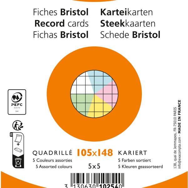 EXACOMPTA Karteikarten kariert A6 10254E farbig assortiert 100 Stück