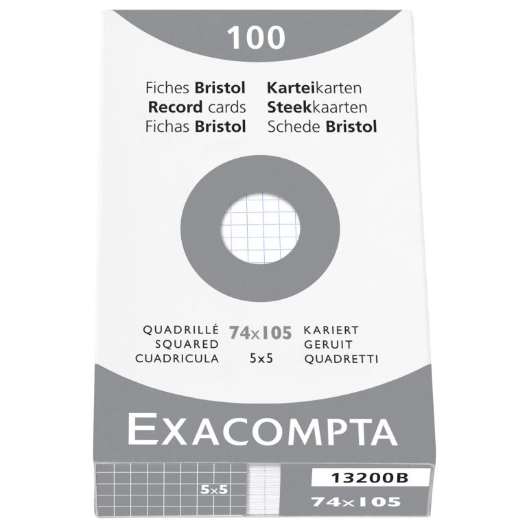 EXACOMPTA Karteikarten kariert 5mm A7 13200B weiss 100 Stück