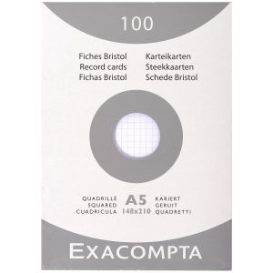 EXACOMPTA Karteikarten kariert 5mm A5 13208E weiss 100 Stück