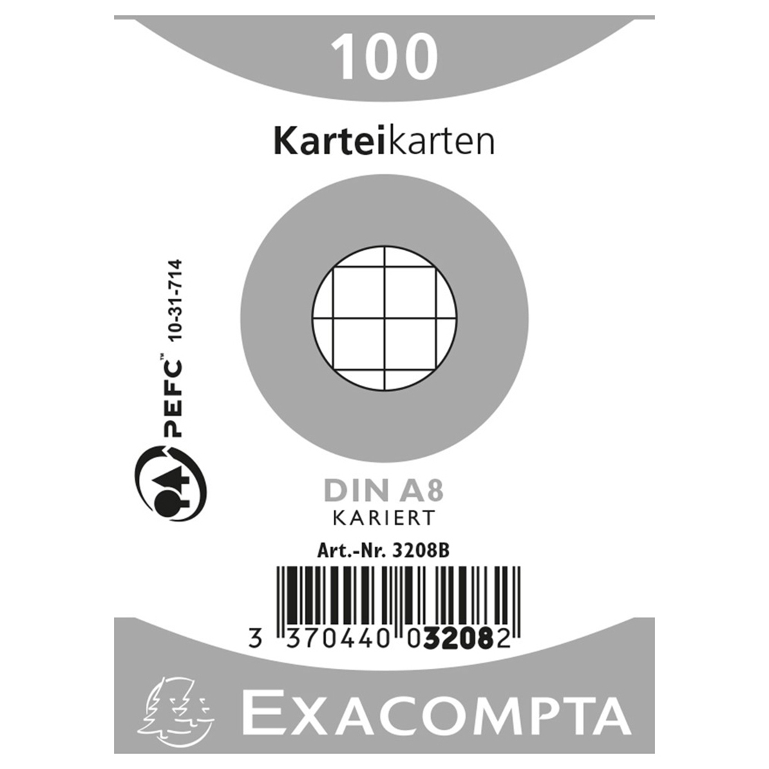 EXACOMPTA-3208B-3370440032082 EXACOMPTA Karteikarten kariert 5mm A8 3208B weiss 100 Stück – Hochwertig & günstig bei ShopDeca