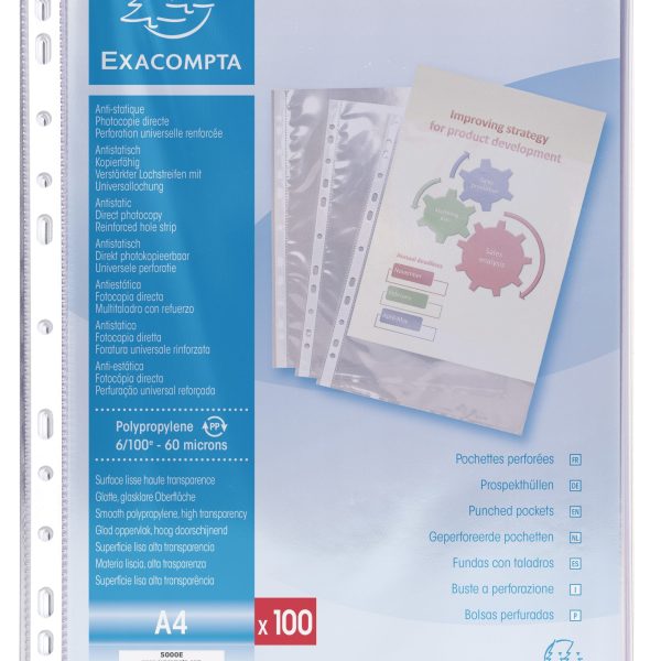 EXACOMPTA Zeigetaschen PP 60my A4 5000E transparent glatt 100 Stück