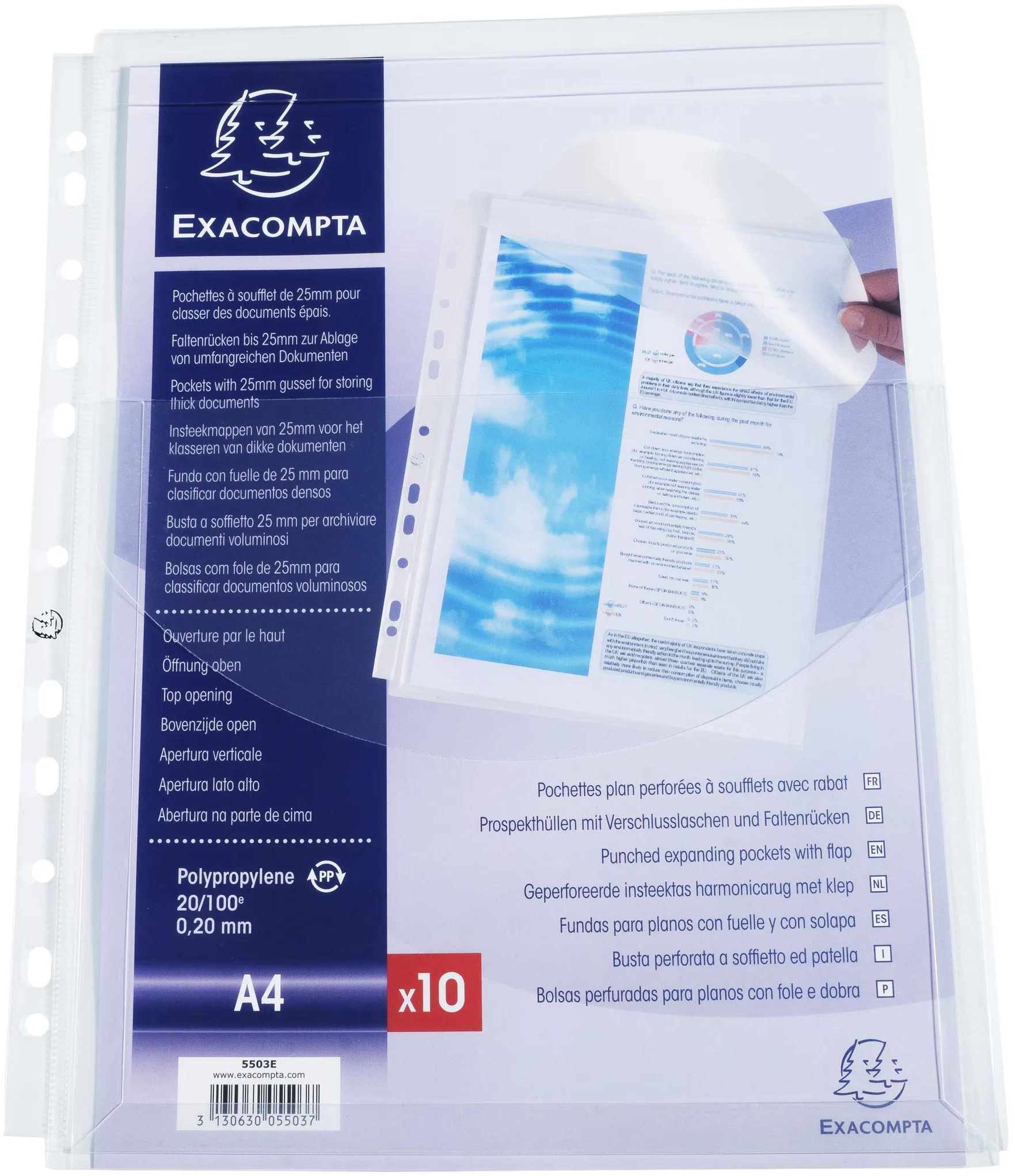 EXACOMPTA-5503E-3130630055037 EXACOMPTA Schutzhülle A4 5503E 25mm 10 Stück – Hochwertig & günstig bei ShopDeca