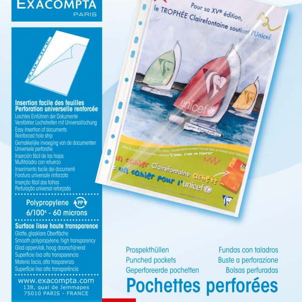 EXACOMPTA Zeigetaschen PP 60my A4 5800E transparent genarbt 100 Stück