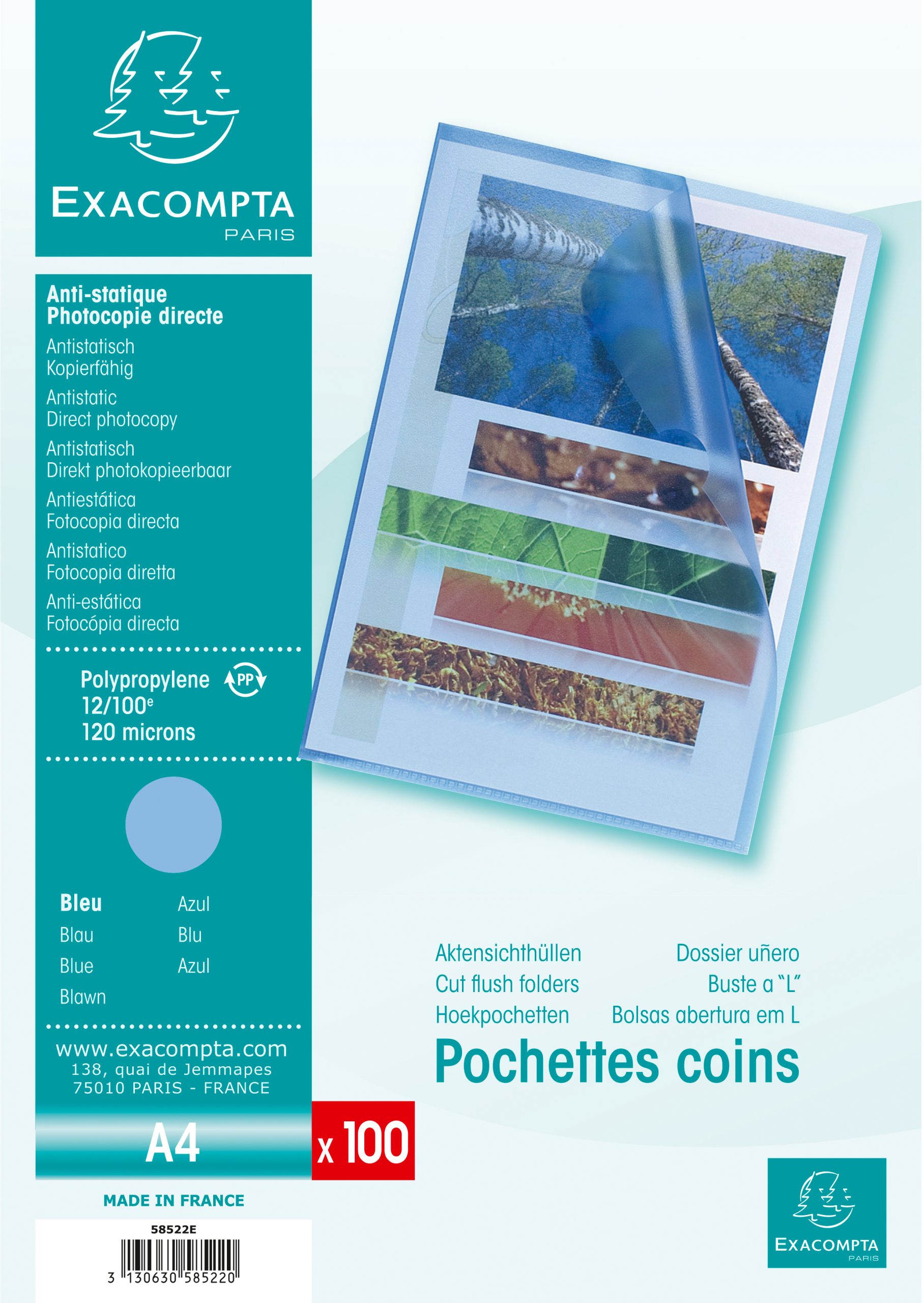 58522E EXACOMPTA Sichtmappe genarbt A4 58522E blau 100 Stück – Hochwertig & günstig bei ShopDeca