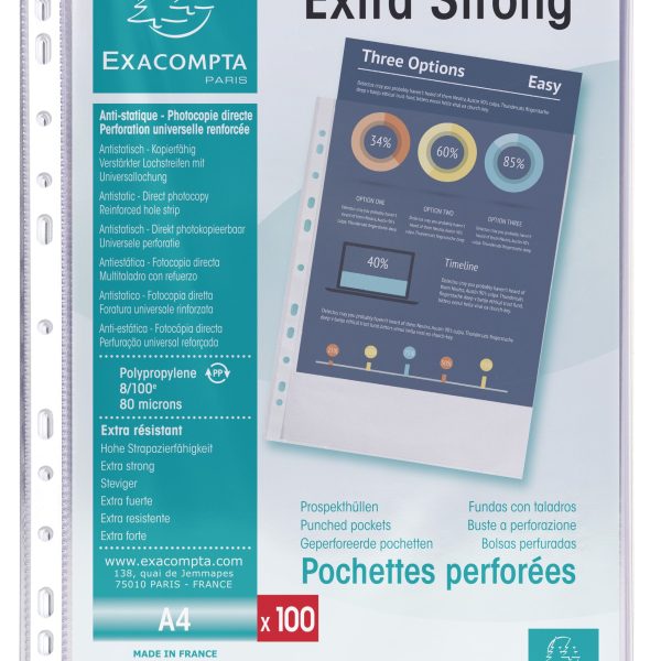 EXACOMPTA Zeigetaschen PP 80my A4 59110E transparent genarbt 100 Stück