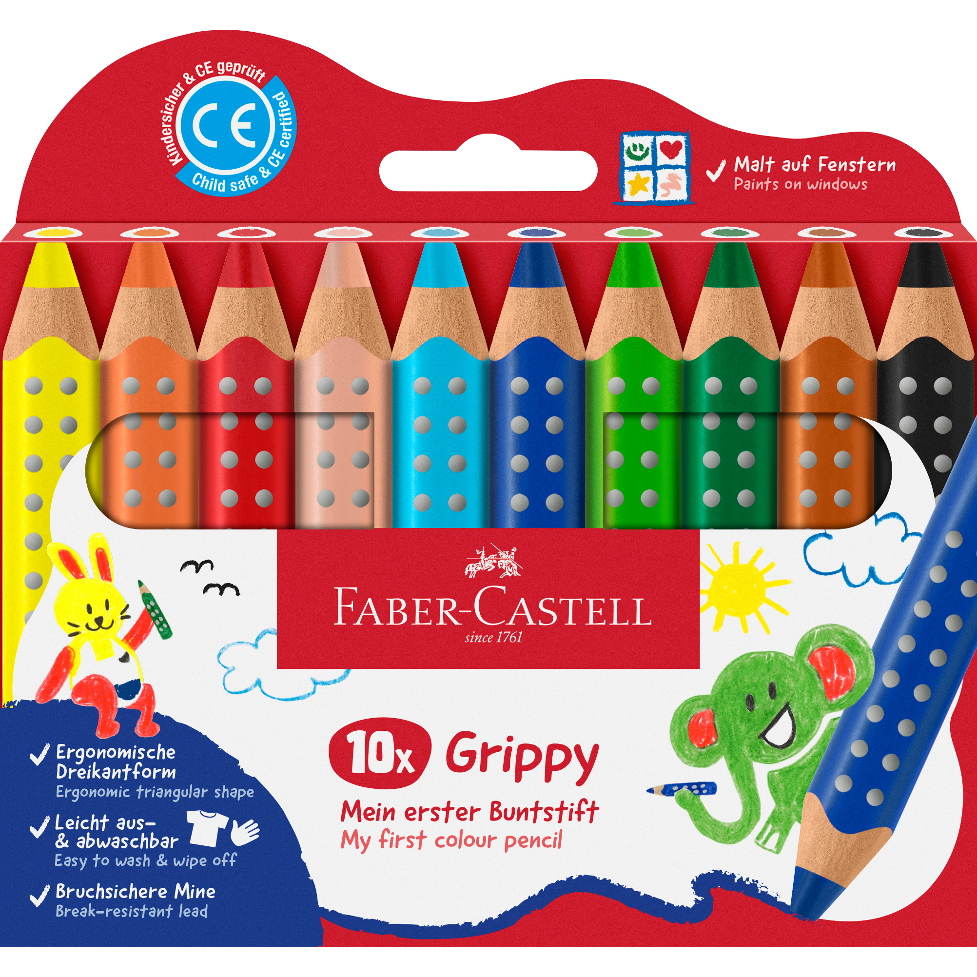 110624_Colour pencil Grippy, set of 10 FABER-CASTELL Farbstifte Grippy 110624 10 Farben – Hochwertig & günstig bei ShopDeca