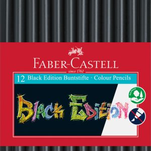 FABER-CASTELL Farbstifte Black Edition 116412 neon Farben ass. 12 Stück