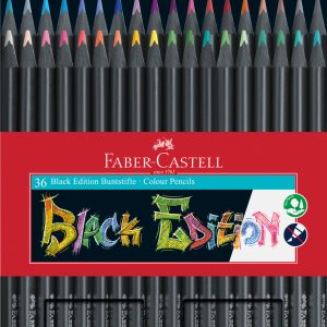 FABER-CASTELL Farbstifte Black Edition 116436 neon Farben ass. 36 Stück