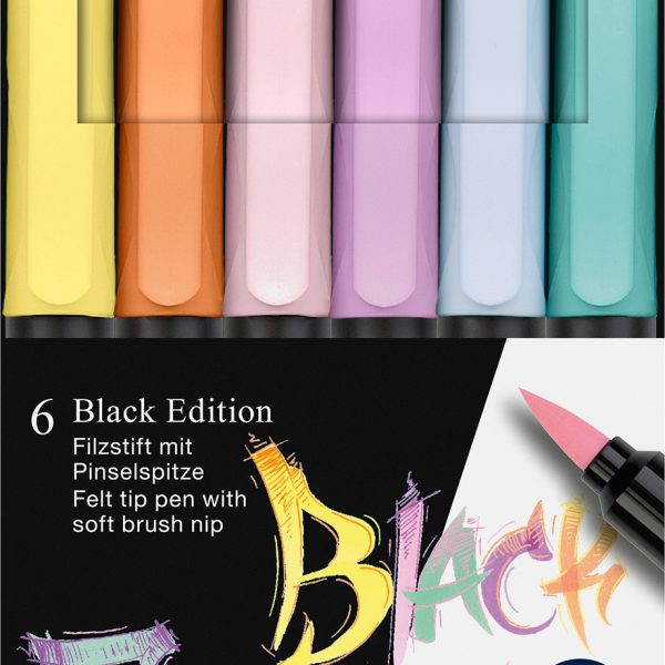 FABER-CASTELL Fasermaler Black Edition 116453 Pastell 6 Stück