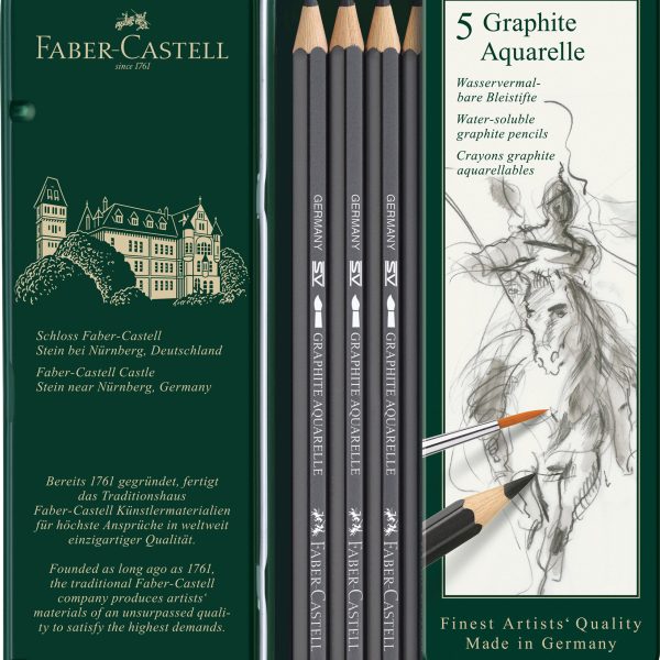 FABER-CASTELL Graphite Aquarelle Bleistift 117805 Metalletui 5 Stück