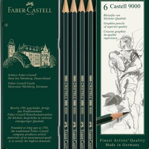FABER-CASTELL Bleistift CASTELL 9000 119063 Metalletui 6 Stück