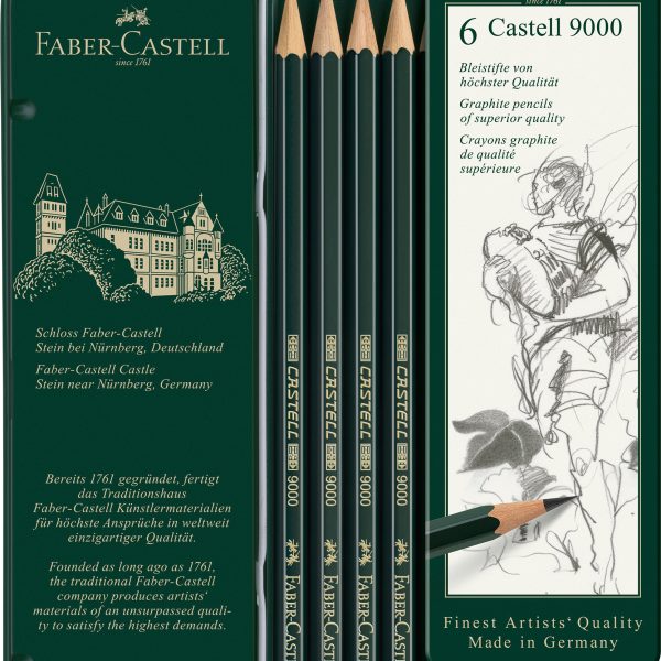 FABER-CASTELL Bleistift CASTELL 9000 119063 Metalletui 6 Stück