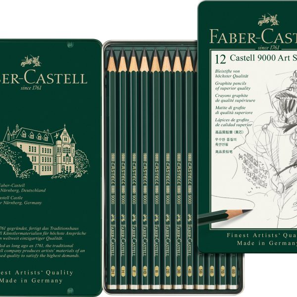 FABER-CASTELL Bleistift 9000 8B-2H 119065 metallic, 12 Stück