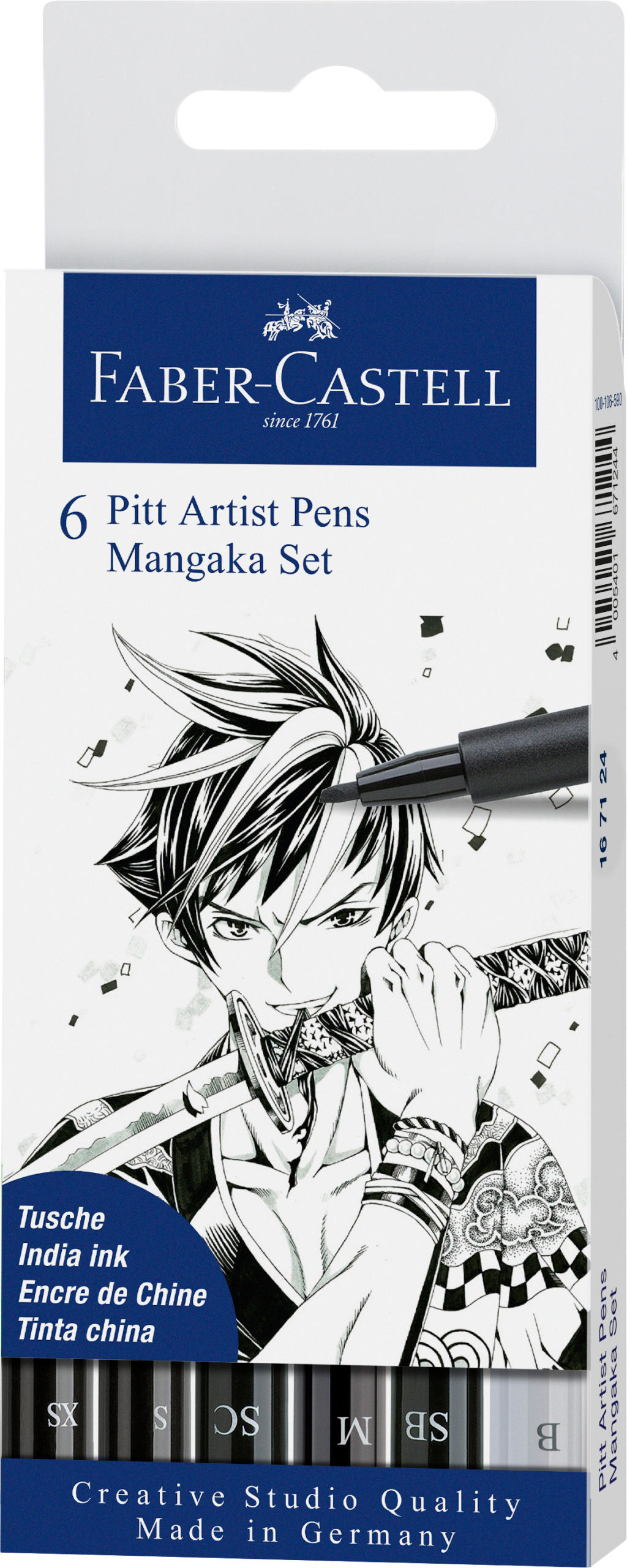 167124_India ink Pitt Artist Pen Manga 6ct wallet, black FABER-CASTELL Pitt Artist Pen Manga Mangaka 167124 schwarz 6 Stück – Hochwertig & günstig bei ShopDeca