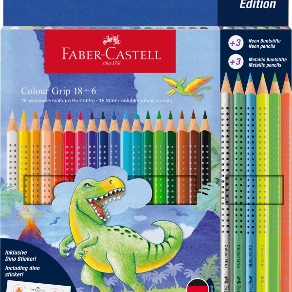 FABER-CASTELL Farbstifte Colour Grip 201546 Dino 18+6 Stück
