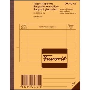 FAVORIT Tages-Rapporte A6 9196 OK N weiss/weiss, nummeriert,D/F/I