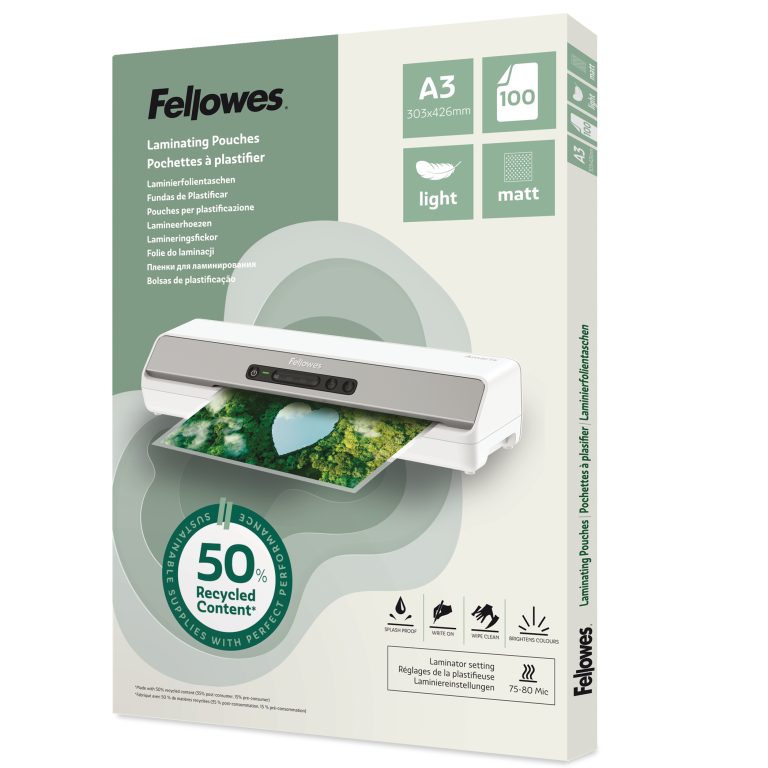FELLOWES Laminierfolien Recycling A3 100143436 matt, 80 my 100 Stück